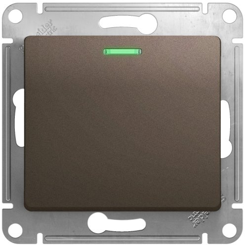Выключатель с подсветкой без рамки Systeme Electric Glossa 1-кл. шоколад картинка